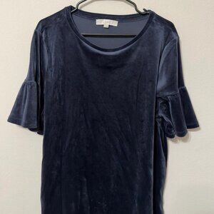 Loft Velvet Ruffled Top Blouse Size XL
